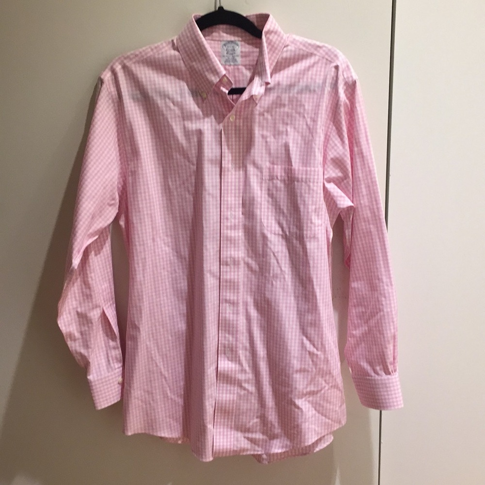 Men's pink gingham button down